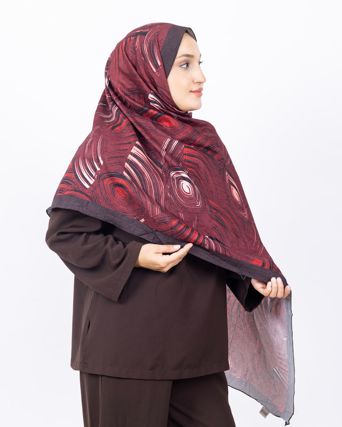 Mikro Bambu Kraş Şal D022 Kahverengi-Bordo