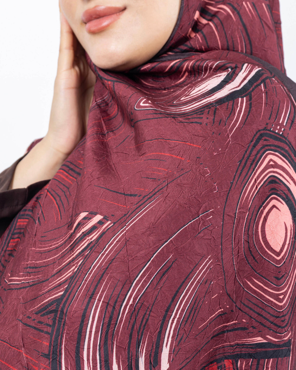 Mikro Bambu Kraş Şal D022 Kahverengi-Bordo