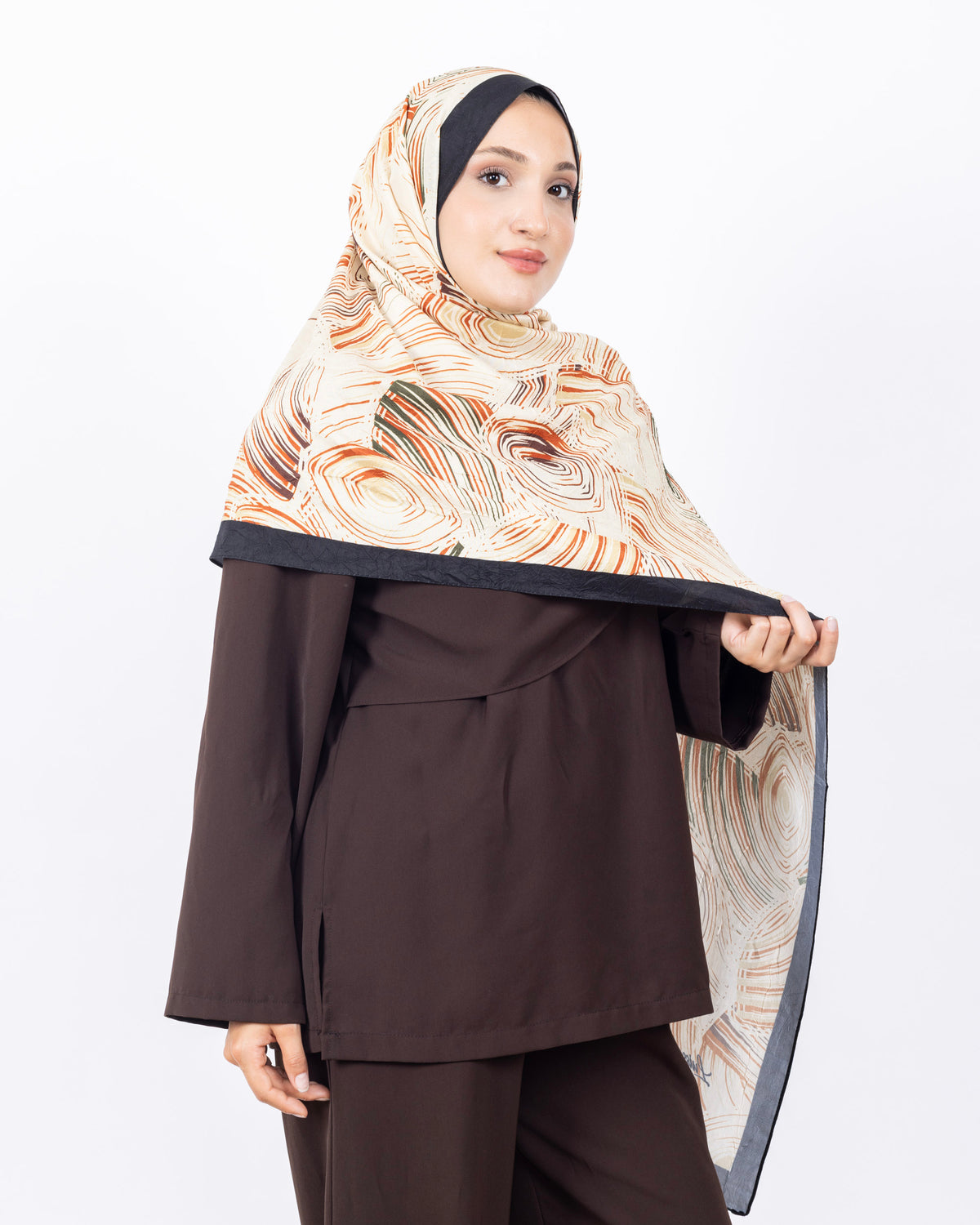 Mikro Bambu Kraş Şal D022 Siyah-Kiremit