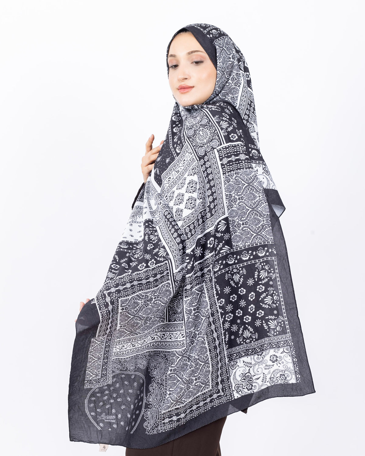 Mikro Bambu Kraş Şal D034 Siyah