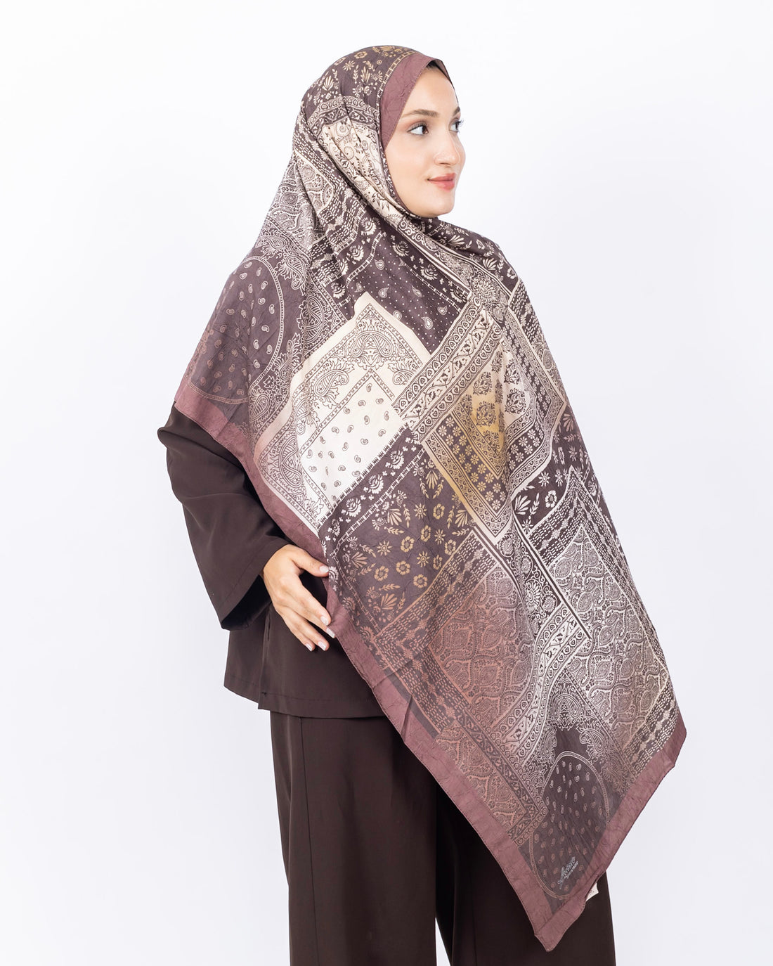 Mikro Bambu Kraş Şal D034 Sütlü Kahve