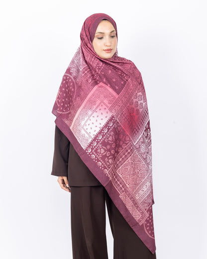 Mikro Bambu Kraş Şal D034 Bordo-Pembe