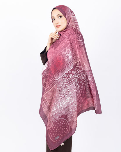 Mikro Bambu Kraş Şal D034 Bordo-Pembe