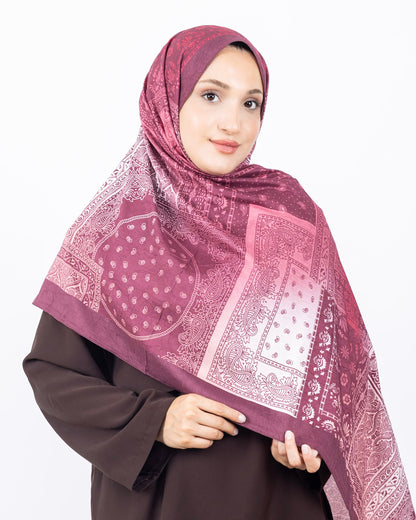 Mikro Bambu Kraş Şal D034 Bordo-Pembe