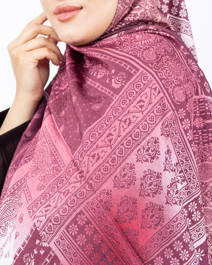 Mikro Bambu Kraş Şal D034 Bordo-Pembe