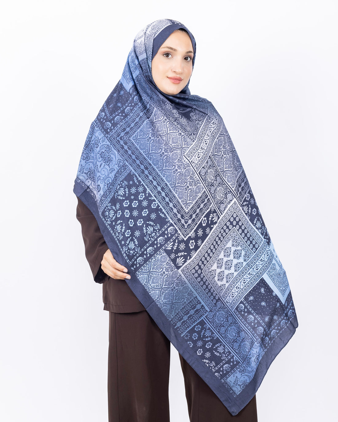 Mikro Bambu Kraş Şal D034 Lacivert