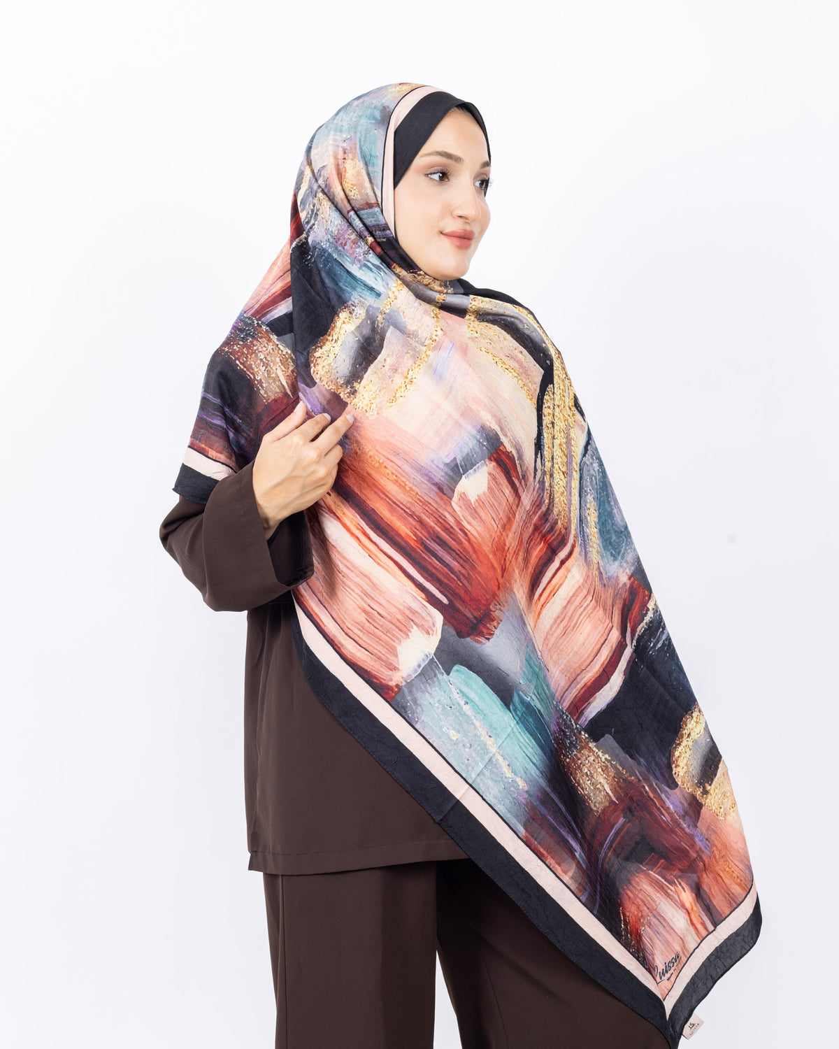 Mikro Bambu Kraş Şal D021 Siyah-Yeşil
