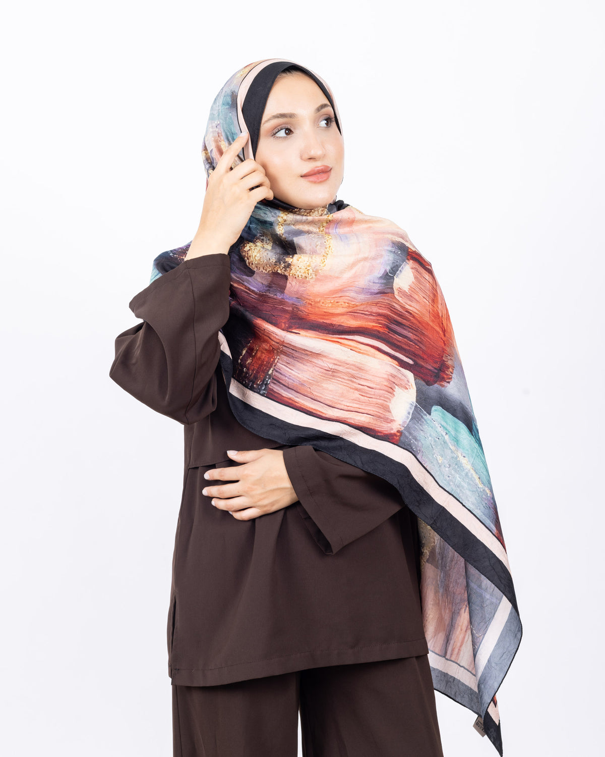 Mikro Bambu Kraş Şal D021 Siyah-Yeşil