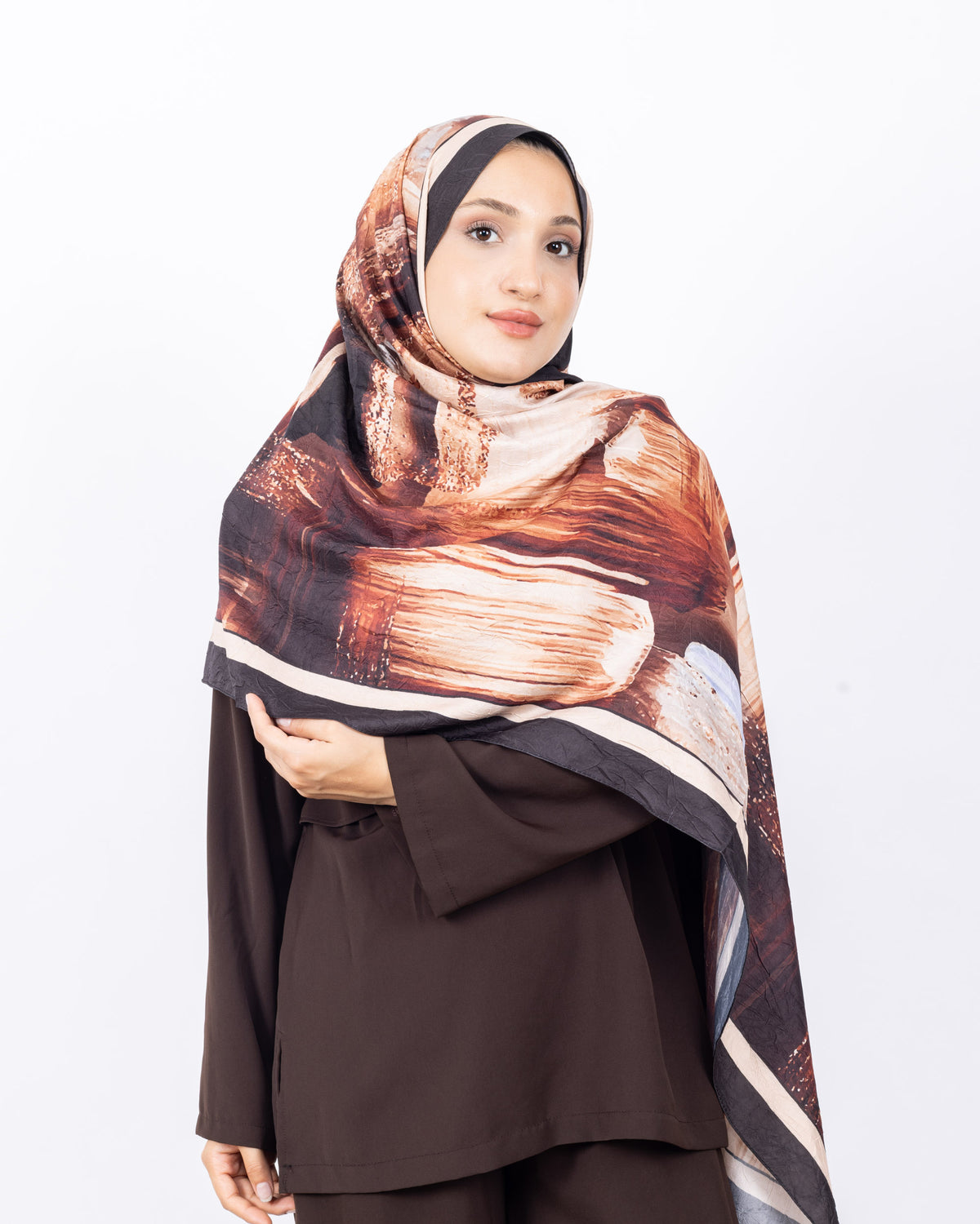 Mikro Bambu Kraş Şal D021 Siyah-Kahve