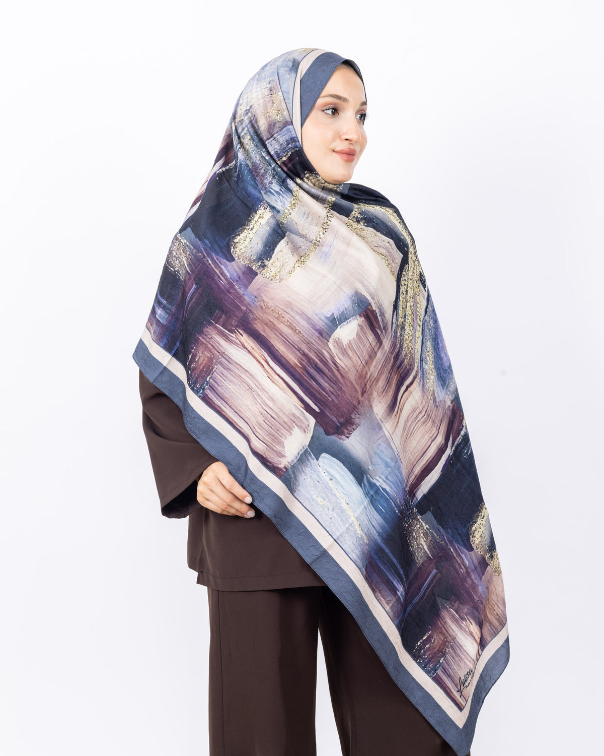 Mikro Bambu Kraş Şal D021 İndigo Mavi