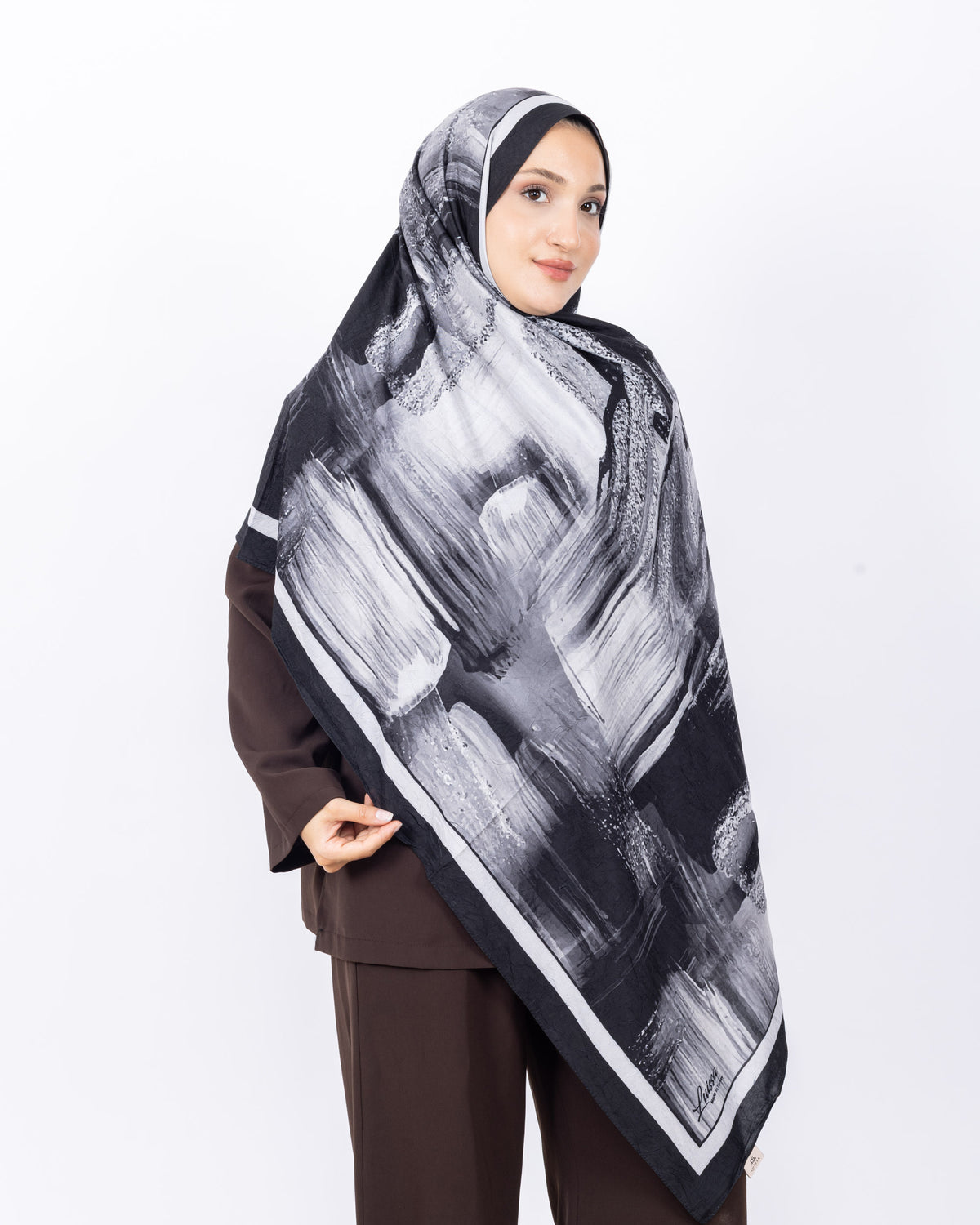 Mikro Bambu Kraş Şal D021 Siyah-Gri