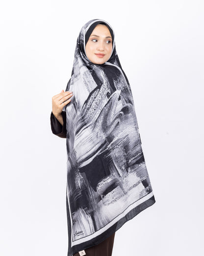 Mikro Bambu Kraş Şal D021 Siyah-Gri