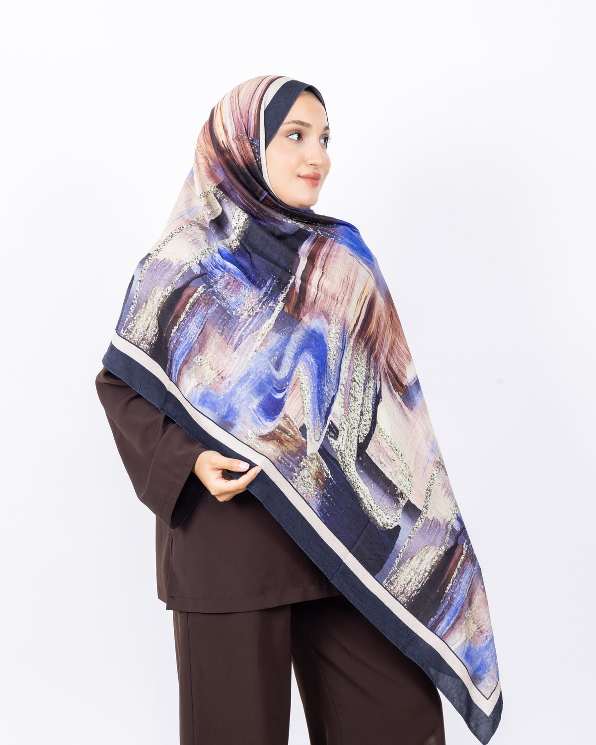 Mikro Bambu Kraş Şal D021 Lacivert