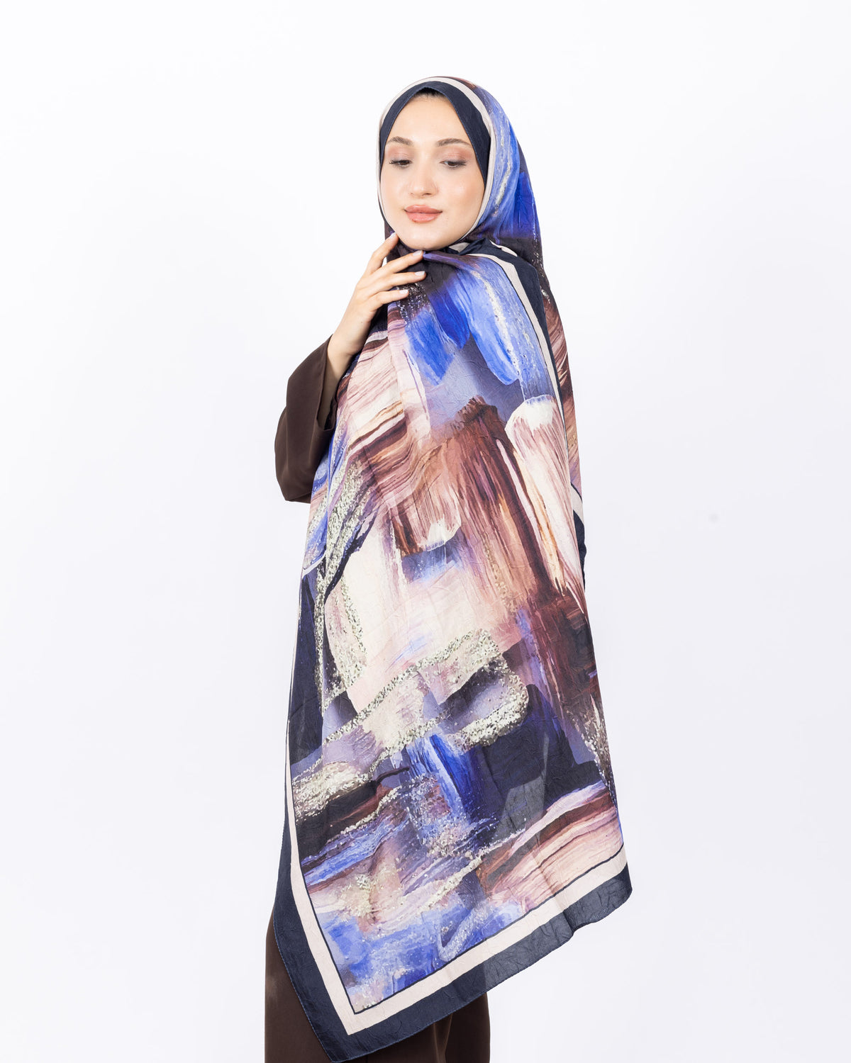 Mikro Bambu Kraş Şal D021 Lacivert