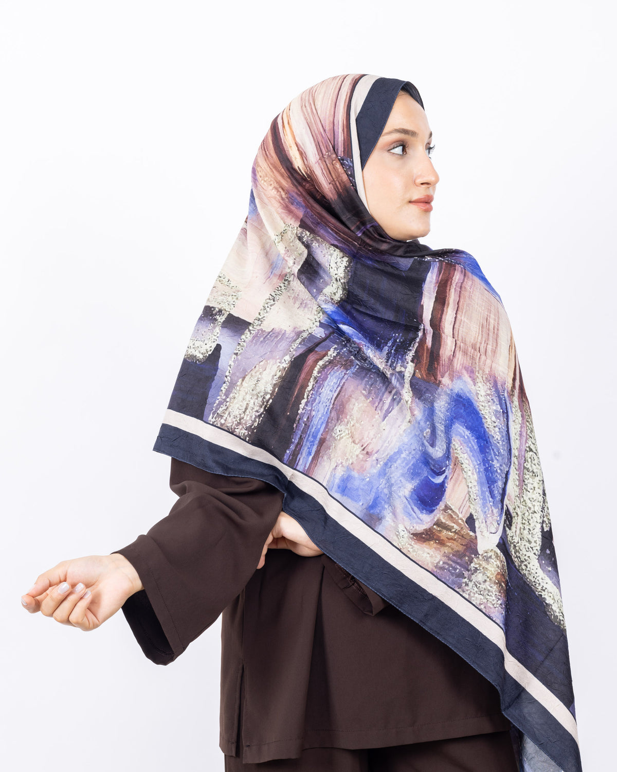 Mikro Bambu Kraş Şal D021 Lacivert