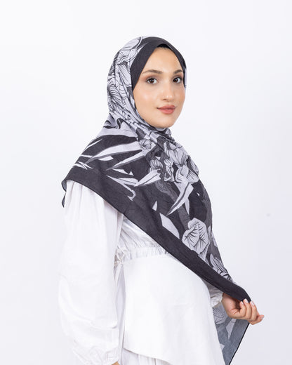 Mikro Bambu Kraş Şal D024 Siyah-Beyaz