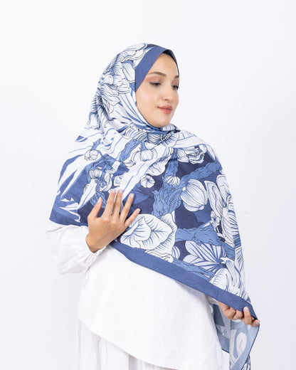 Mikro Bambu Kraş Şal D024 İndigo Mavi