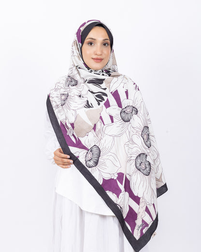 Mikro Bambu Kraş Şal D024 Siyah-Fuşya