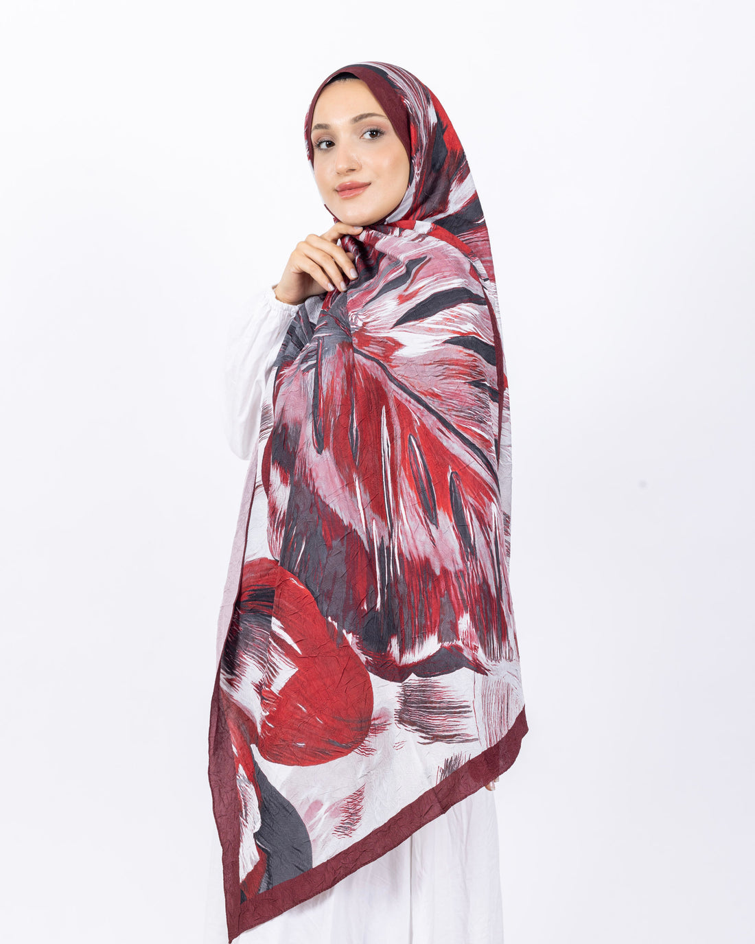 Mikro Bambu Kraş Şal D033 Bordo