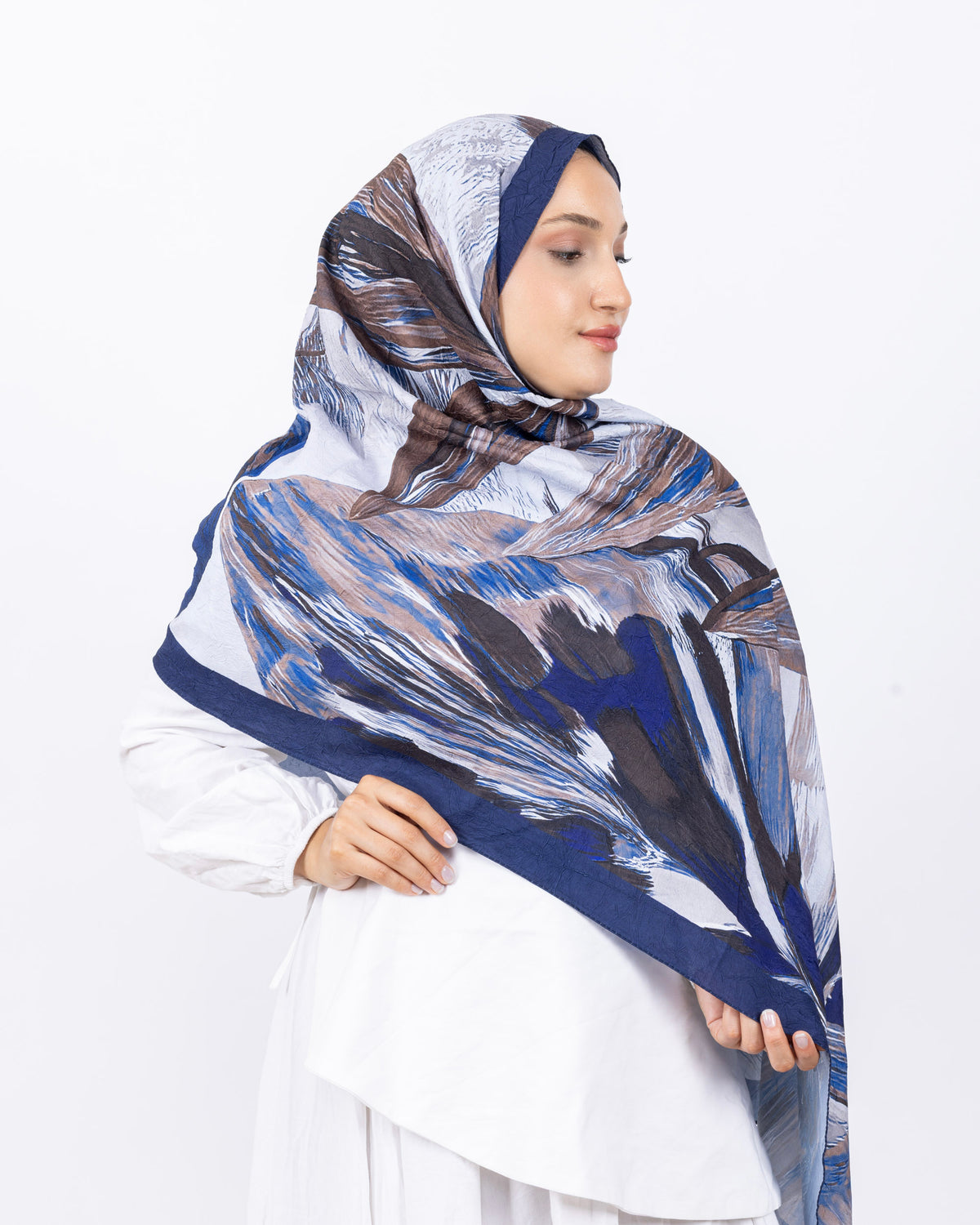 Mikro Bambu Kraş Şal D033 Lacivert