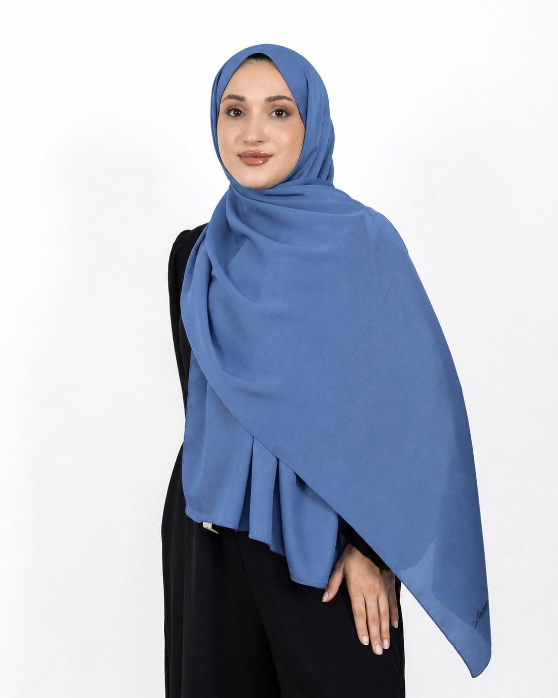 Düz Kristal Şal D019 İndigo Mavi