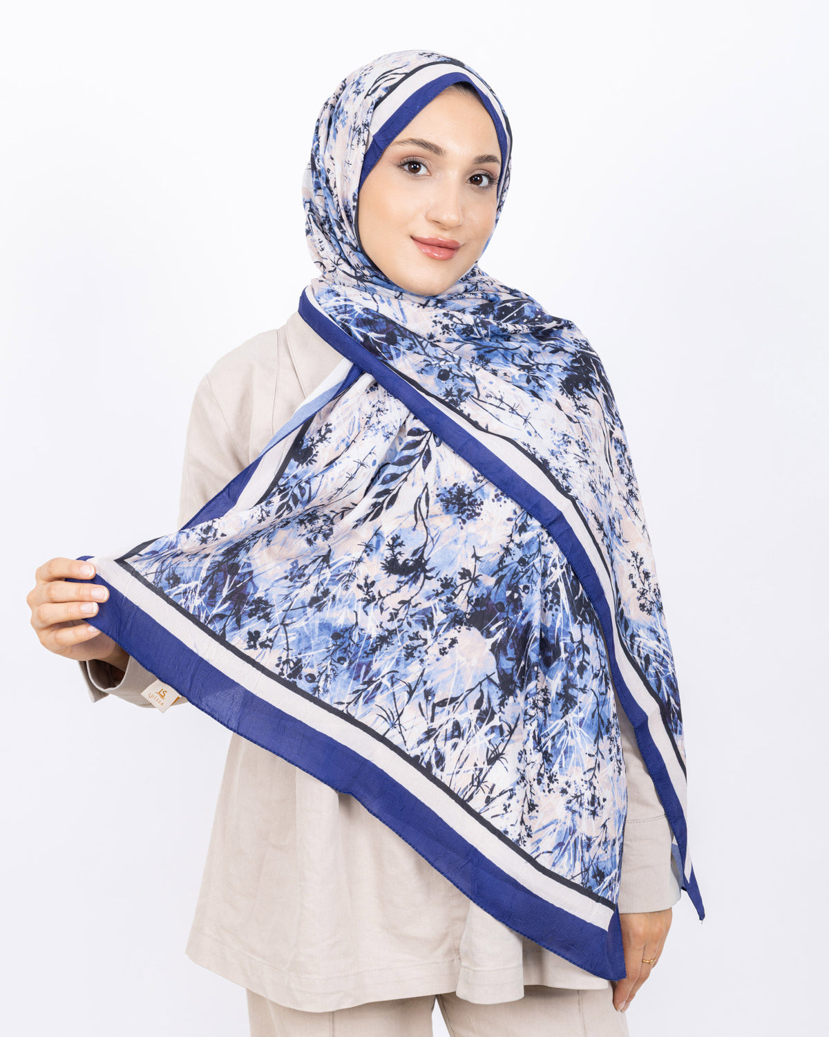 Soft Bambu Kraş Şal D037 Lacivert