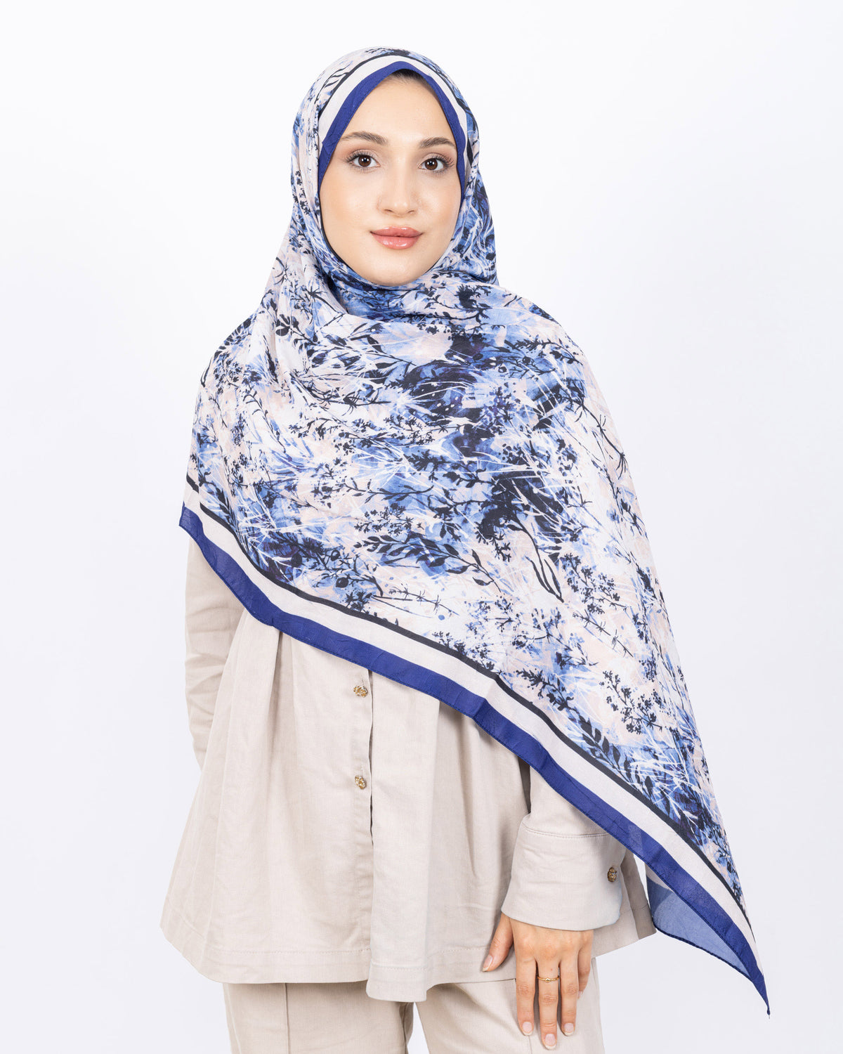 Soft Bambu Kraş Şal D037 Lacivert