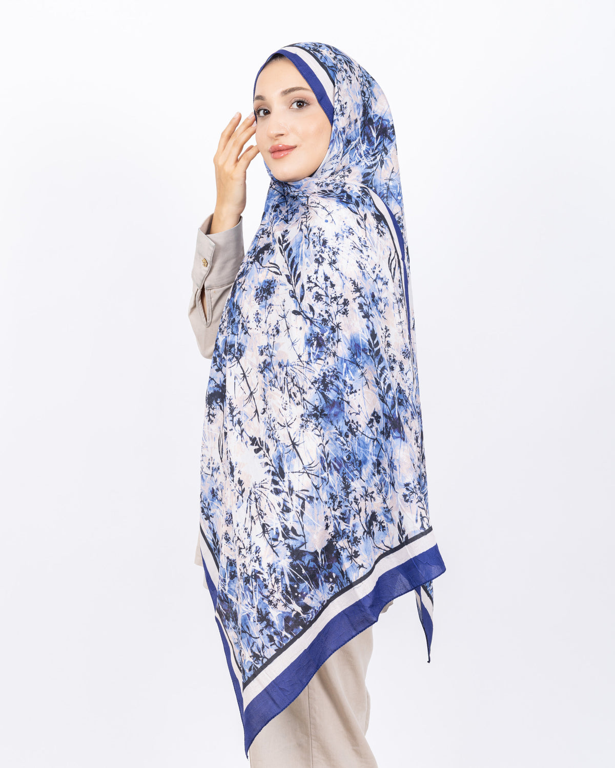 Soft Bambu Kraş Şal D037 Lacivert
