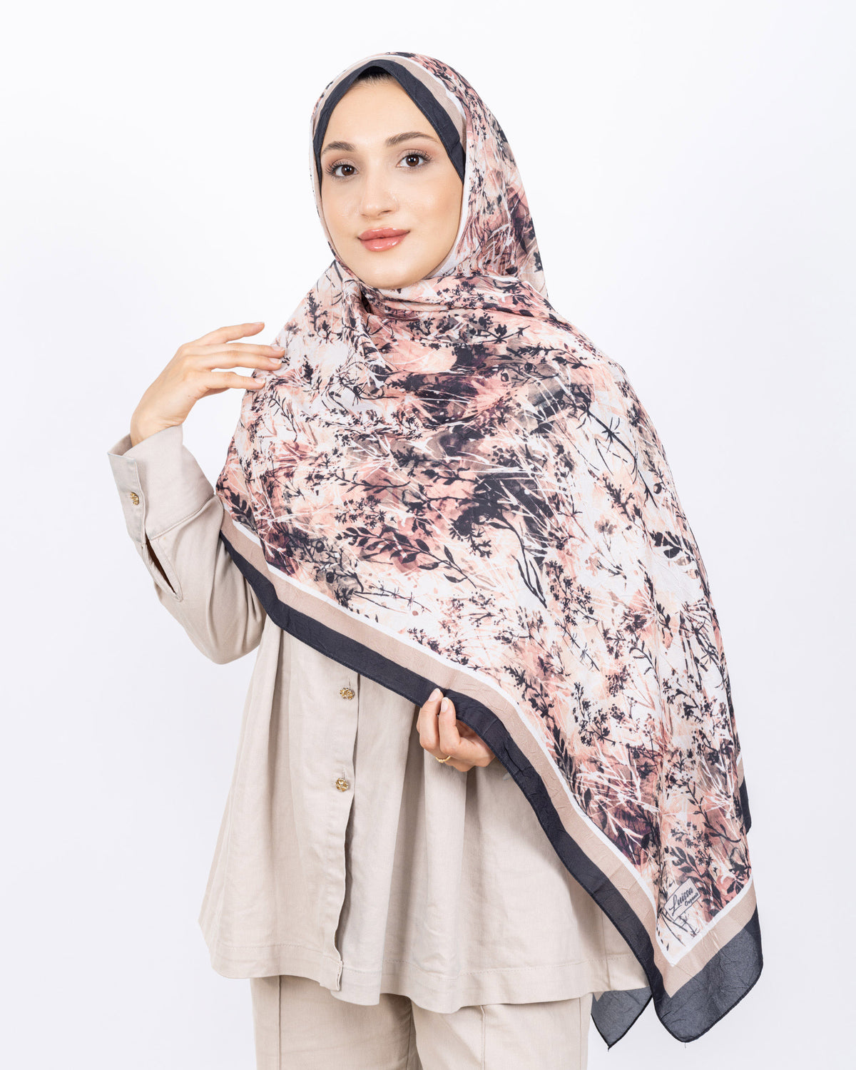 Soft Bambu Kraş Şal D037 Siyah-Bej