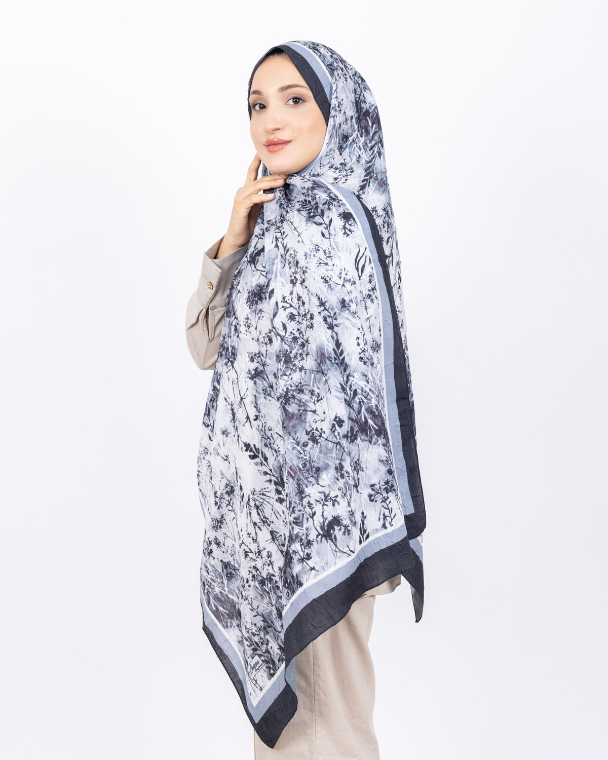 Soft Bambu Kraş Şal D037 Siyah-Gri