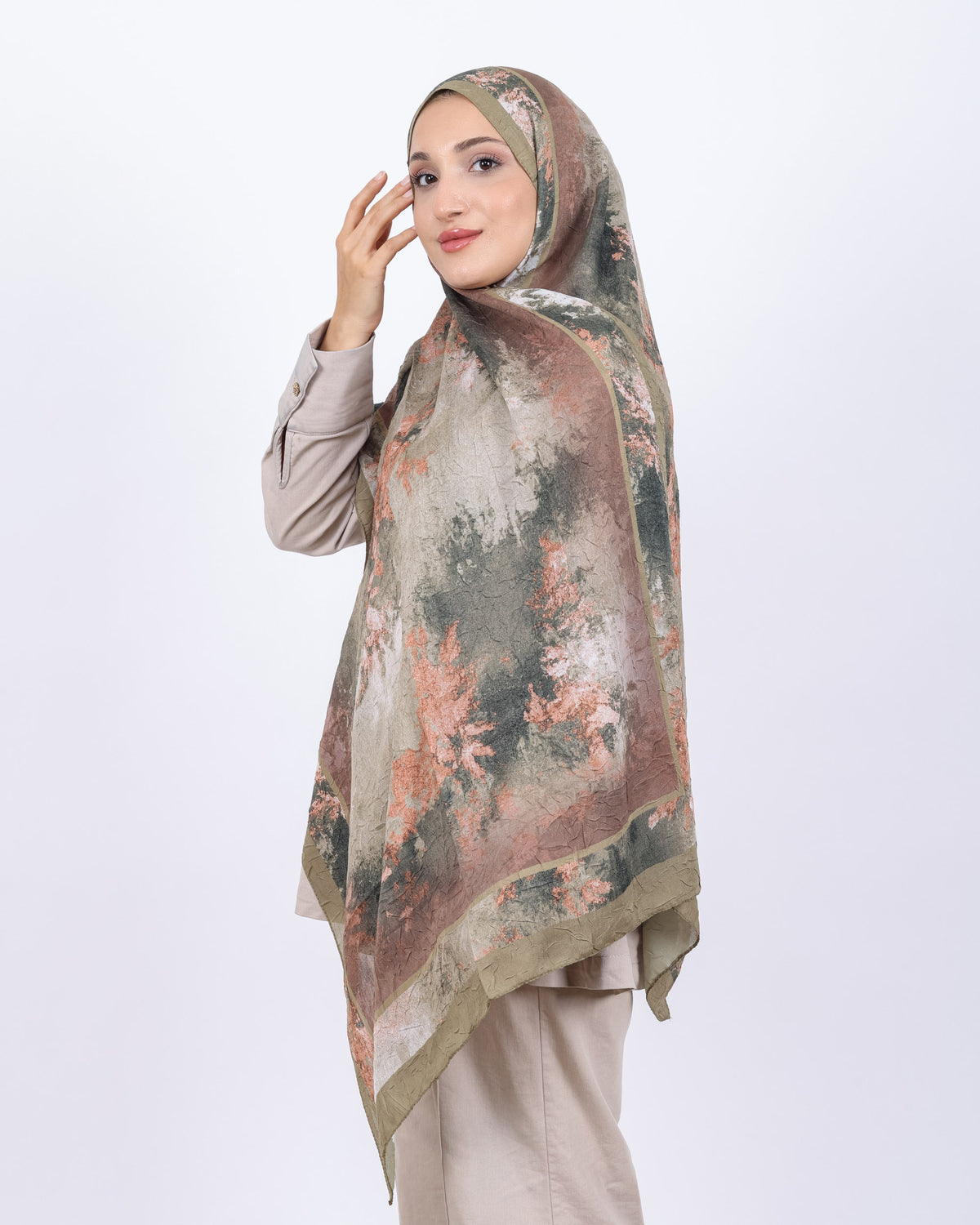 Soft Bambu Kraş Şal D038 Zeytin Yeşili