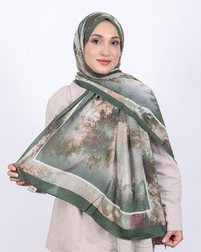 Soft Bambu Kraş Şal D038 Haki Yeşili