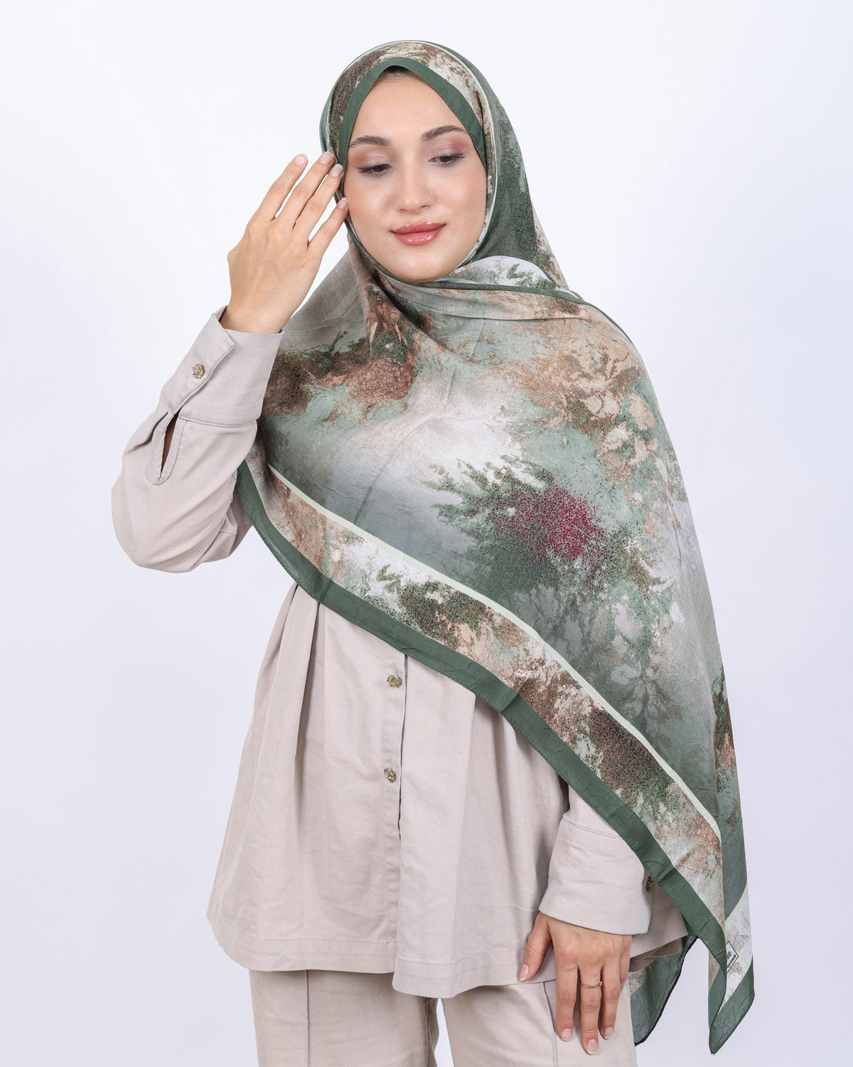 Soft Bambu Kraş Şal D038 Haki Yeşili