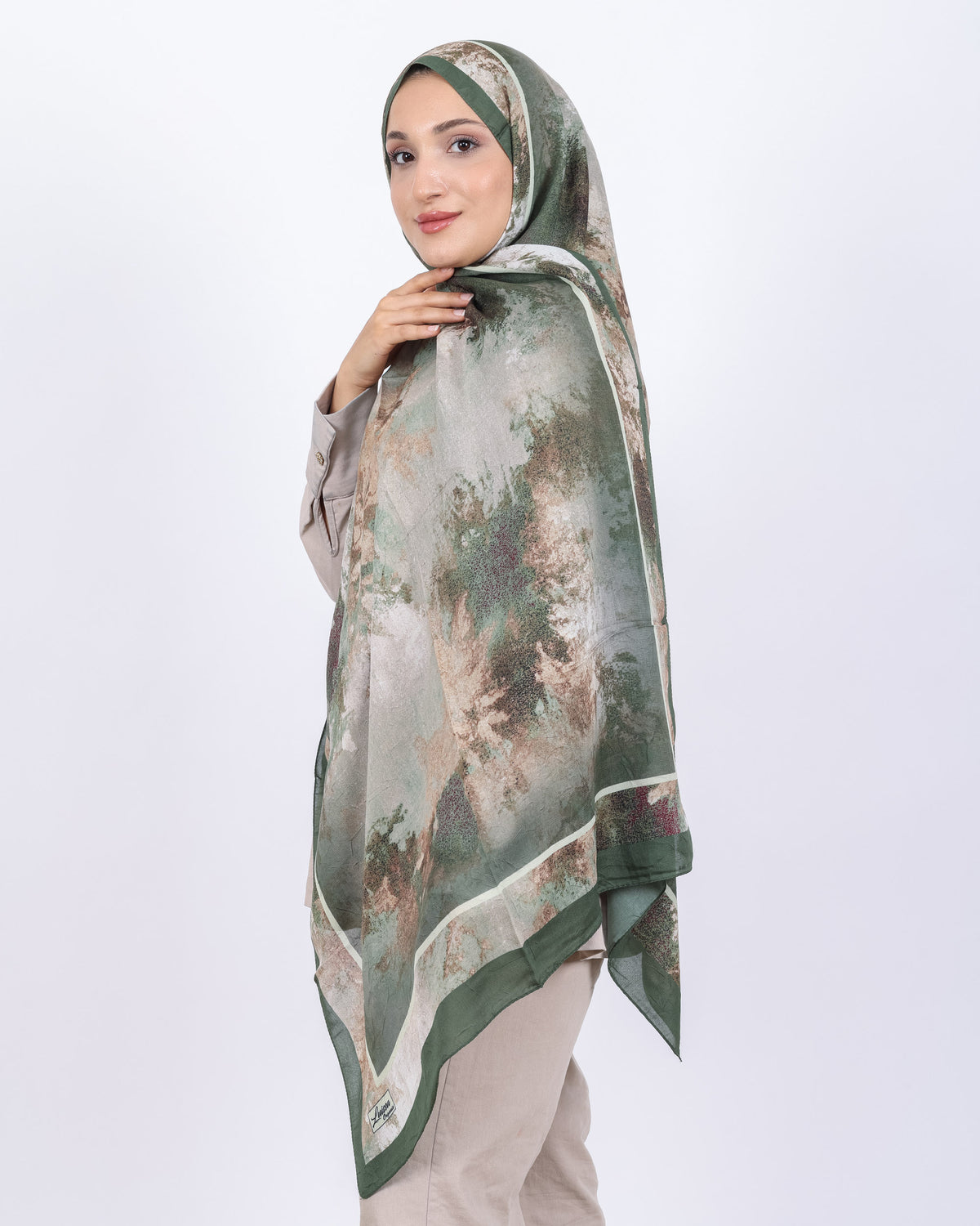 Soft Bambu Kraş Şal D038 Haki Yeşili