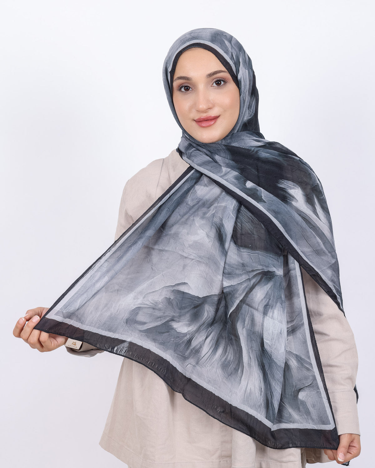 Soft Bambu Kraş Şal D039 Siyah-Gri