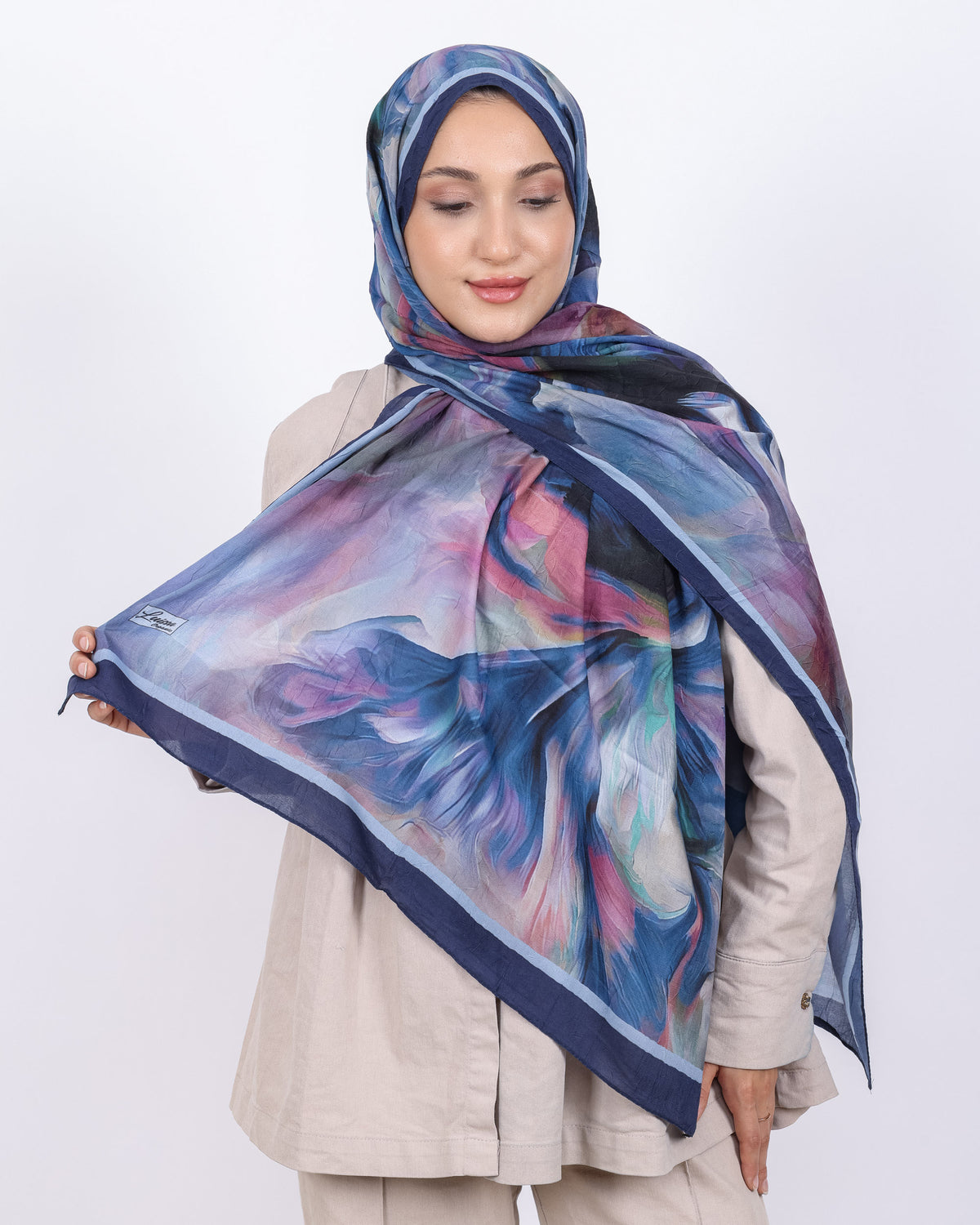 Soft Bambu Kraş Şal D039 Lacivert