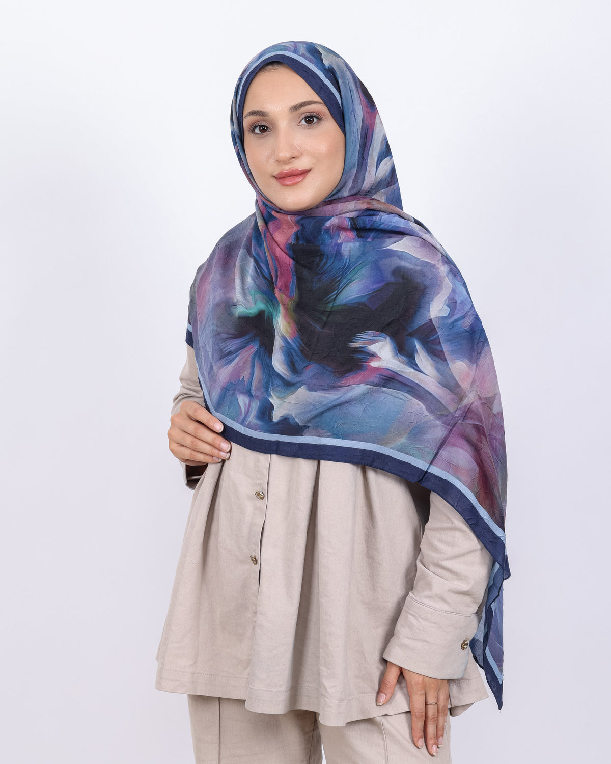 Soft Bambu Kraş Şal D039 Lacivert