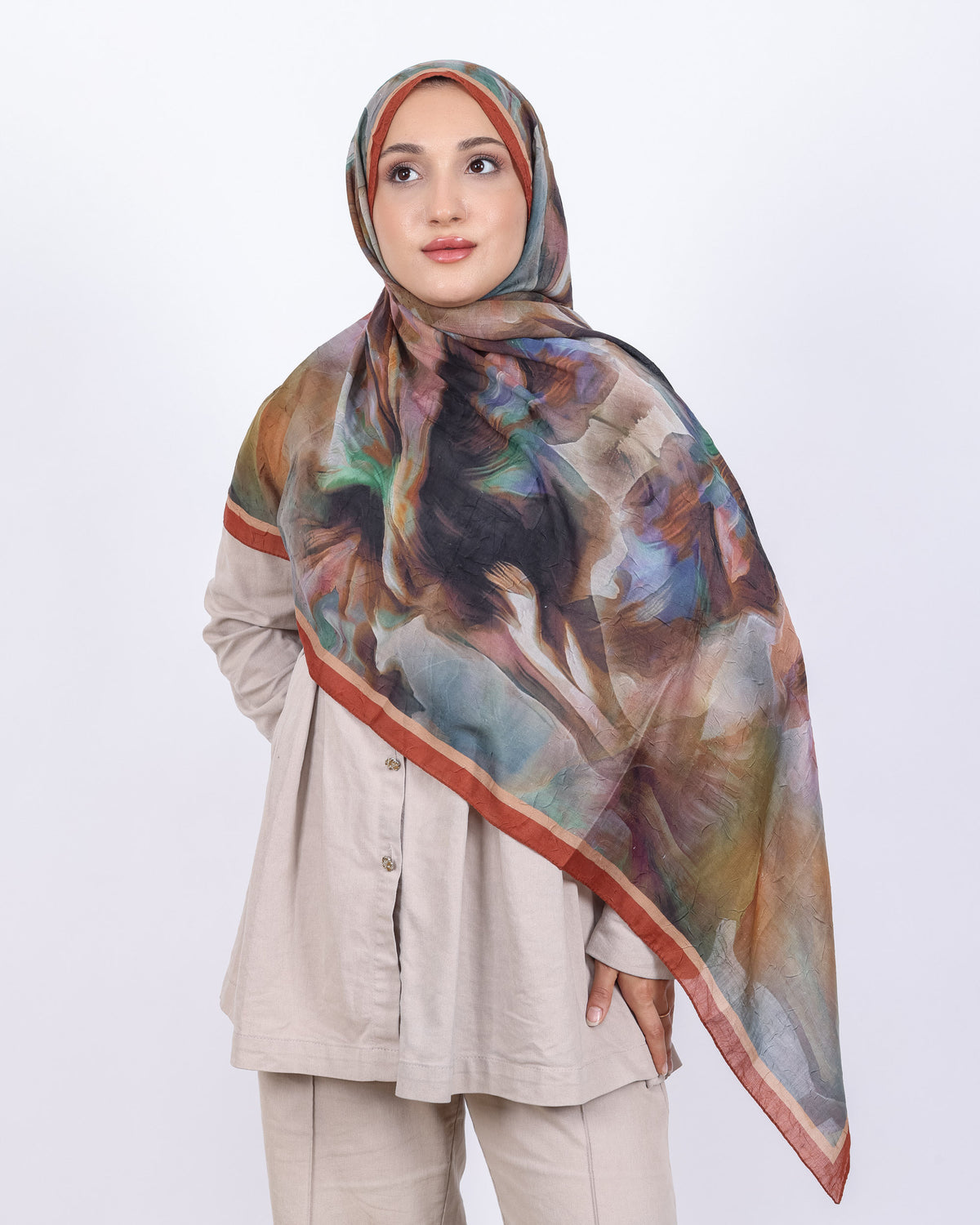 Soft Bambu Kraş Şal D039 Kiremit