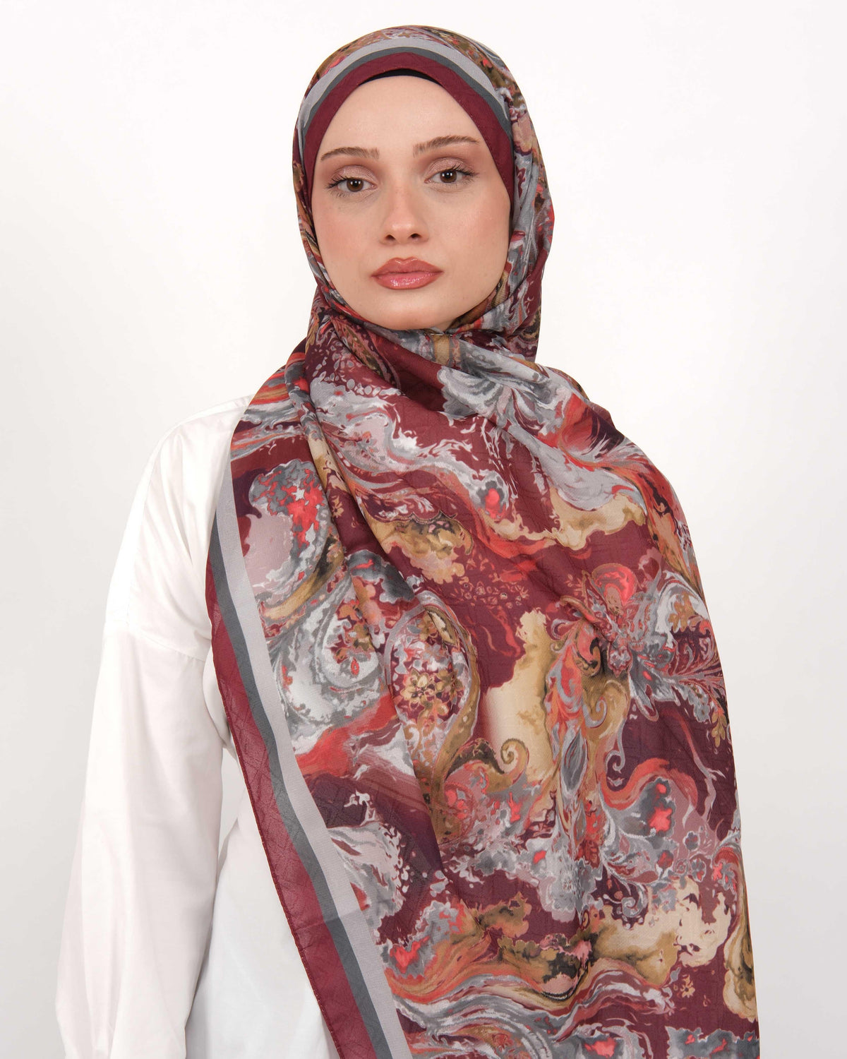 Pamuk Jakar Şal D067 Bordo