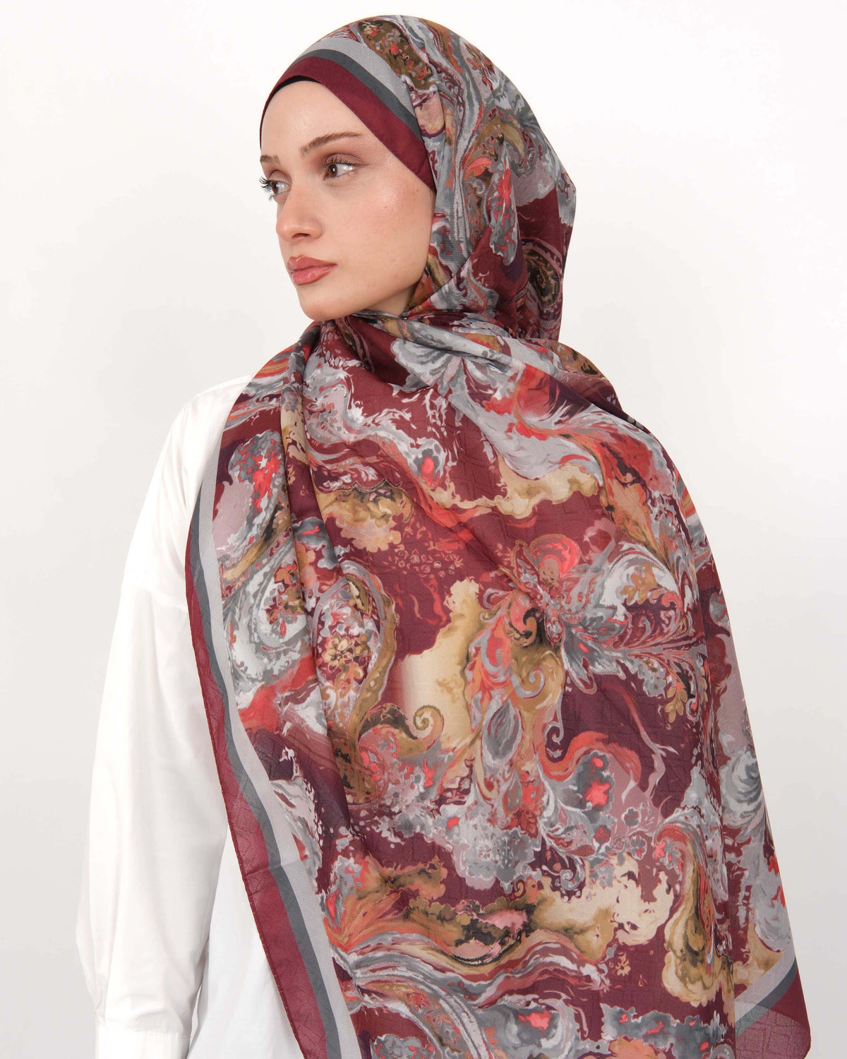 Pamuk Jakar Şal D067 Bordo
