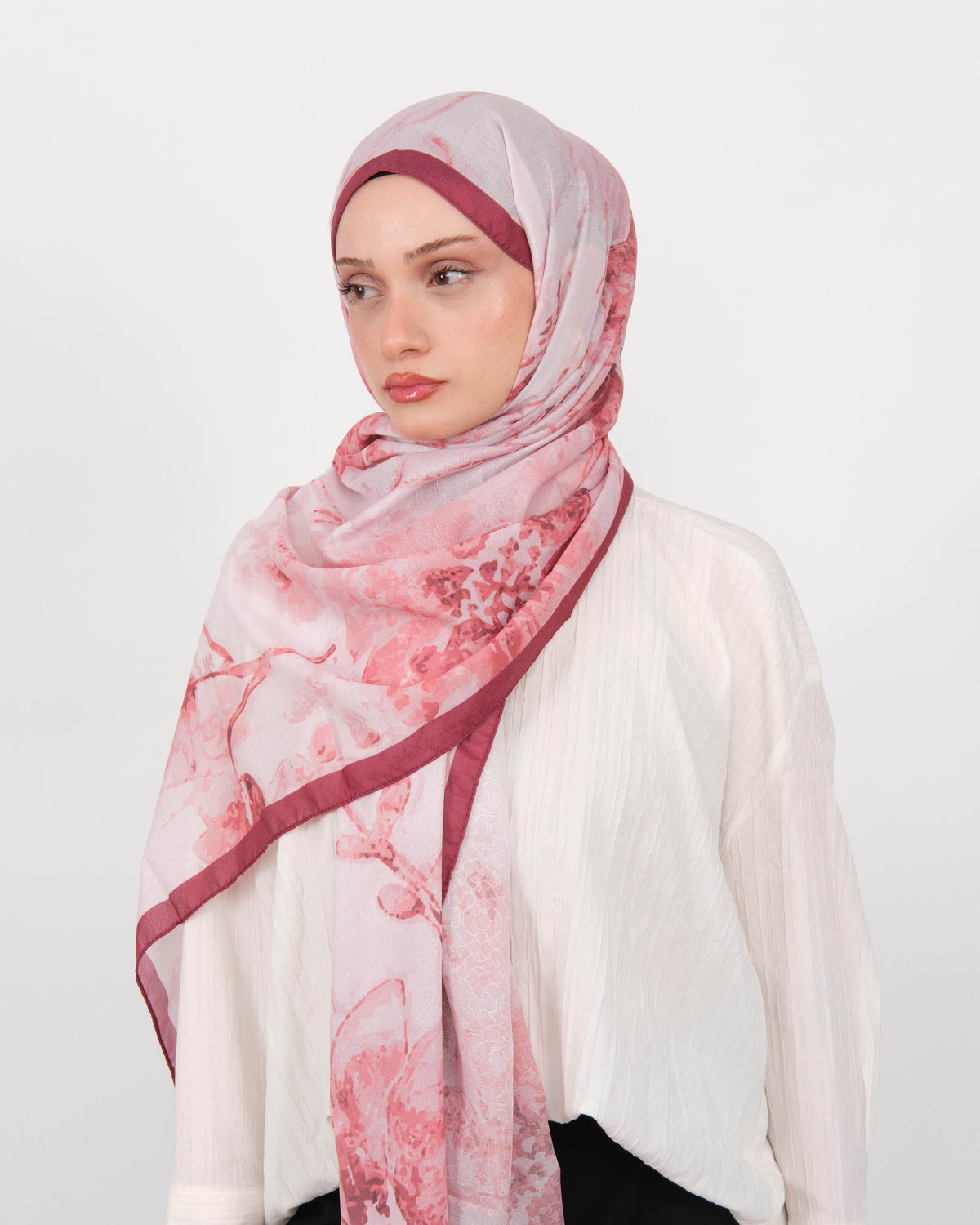 Pamuk Jakar Şal D073 Bordo-Pembe