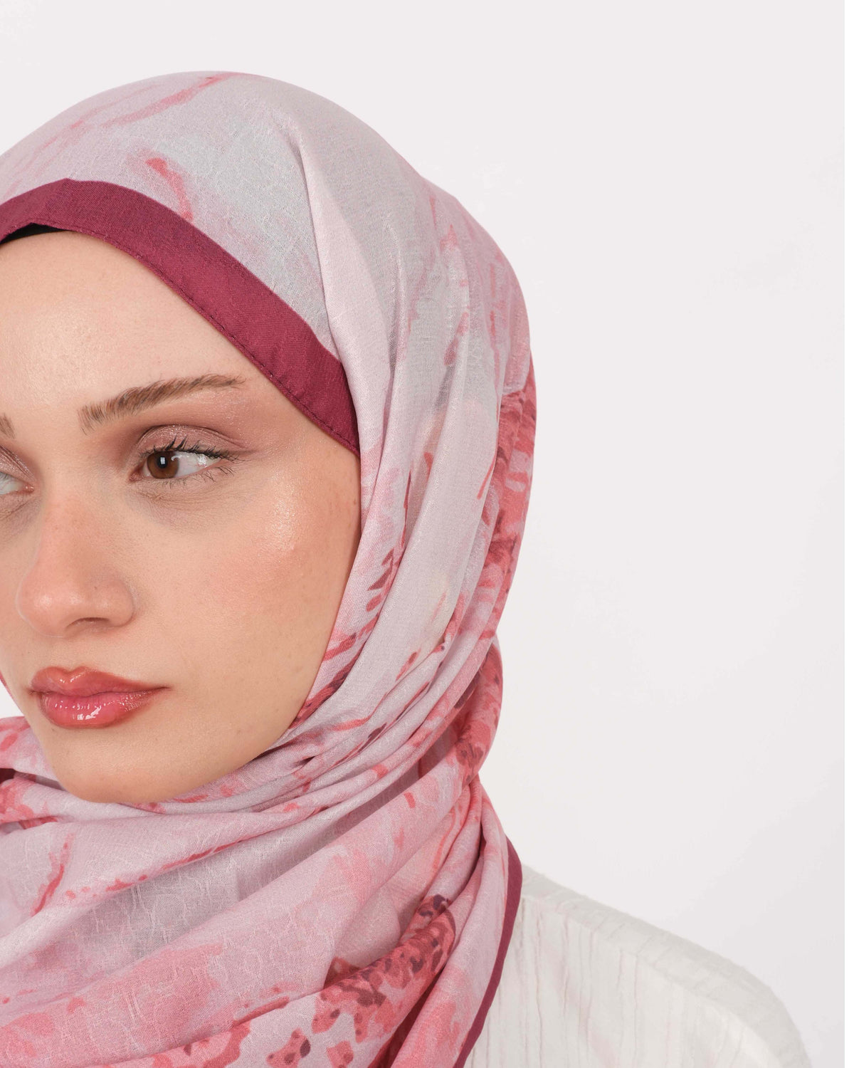 Pamuk Jakar Şal D073 Bordo-Pembe