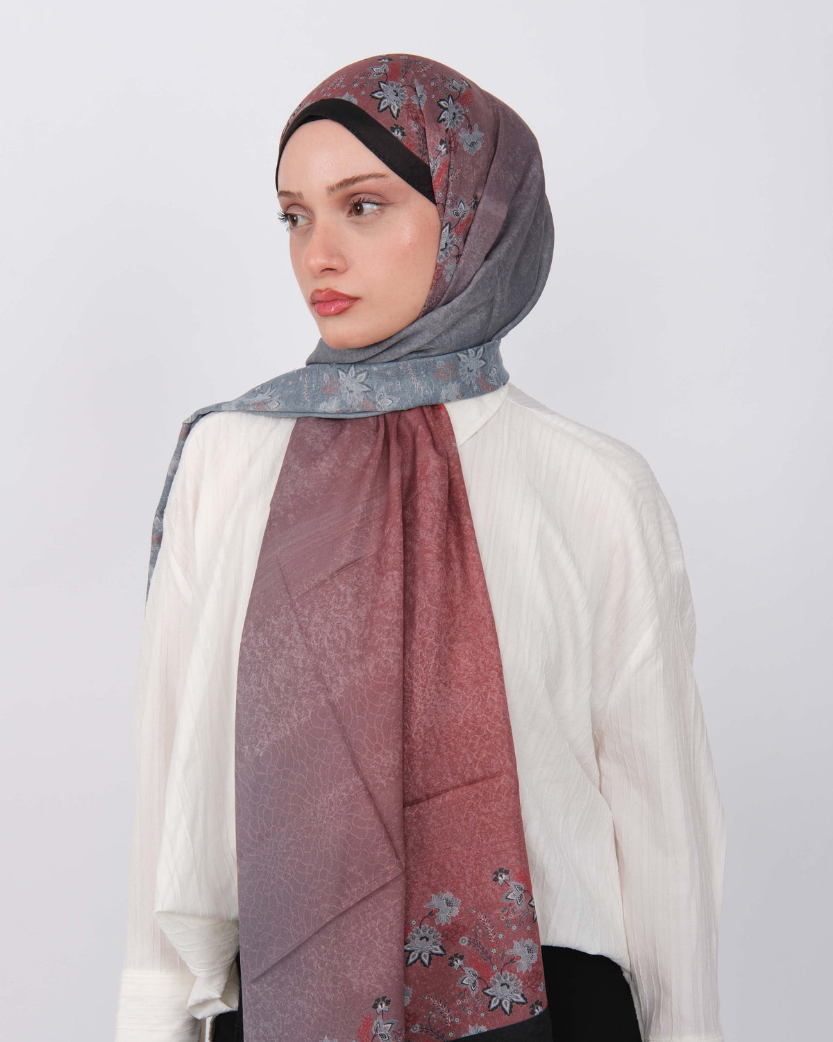 Pamuk Jakar Şal D071 Siyah-Bordo