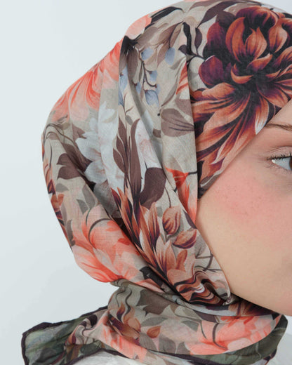 Organik Soft Eşarp D082 Kahve-Yeşil