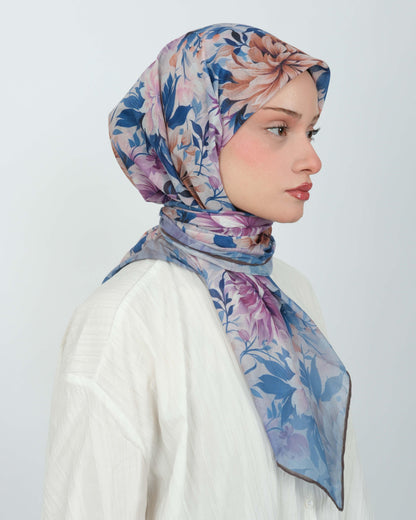 Organik Soft Eşarp D082 Kahve-Mavi