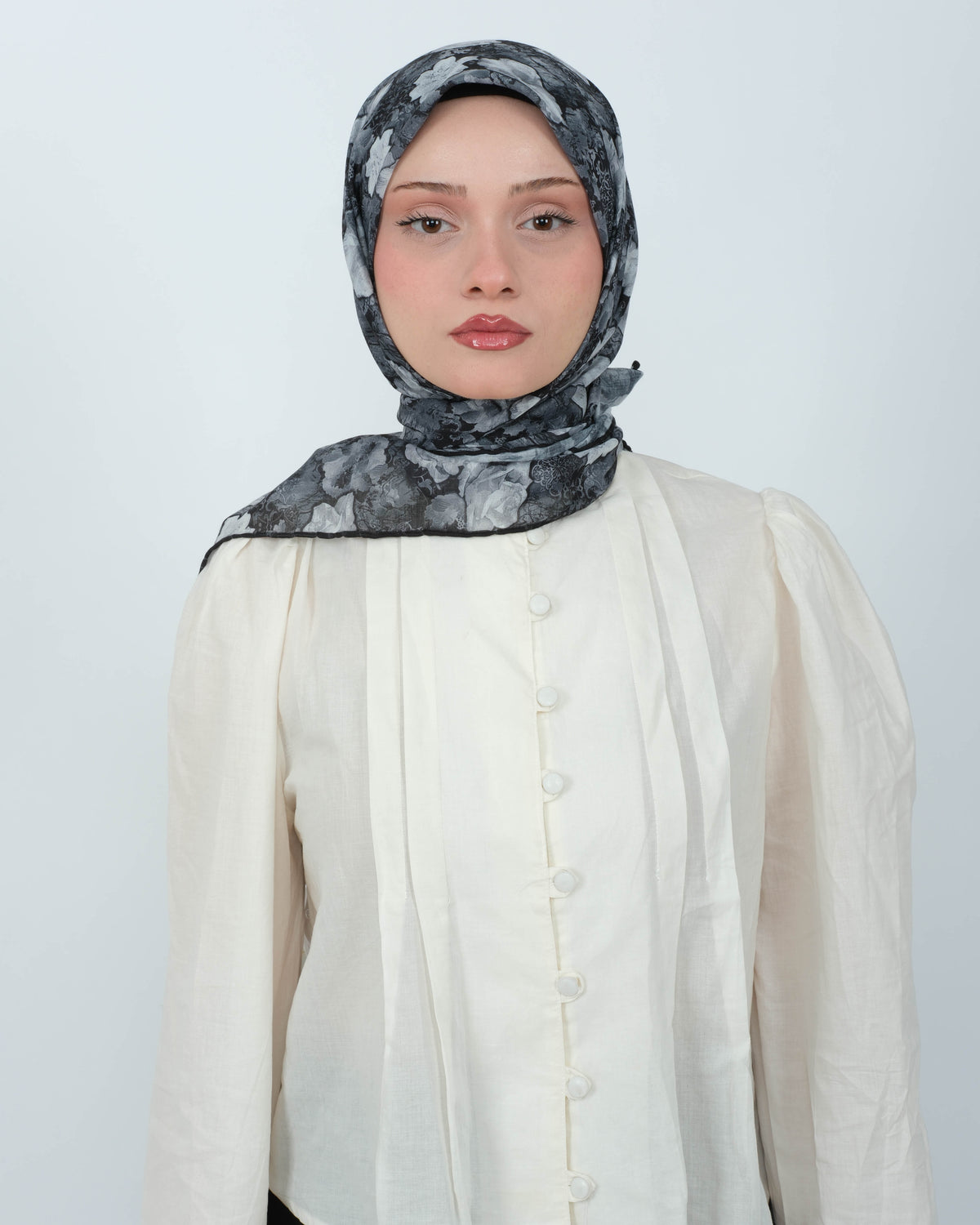 Organik Soft Eşarp D083 Siyah-Gri