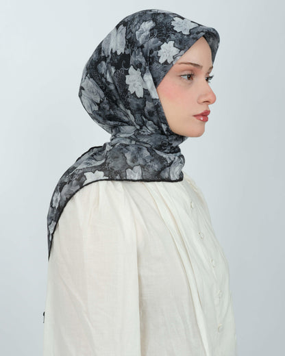 Organik Soft Eşarp D083 Siyah-Gri