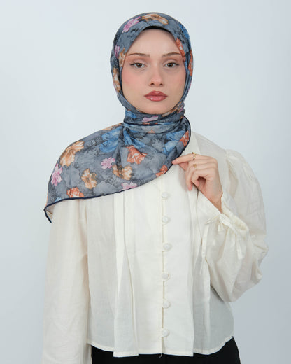 Organik Soft Eşarp D083 Lacivert-Gri