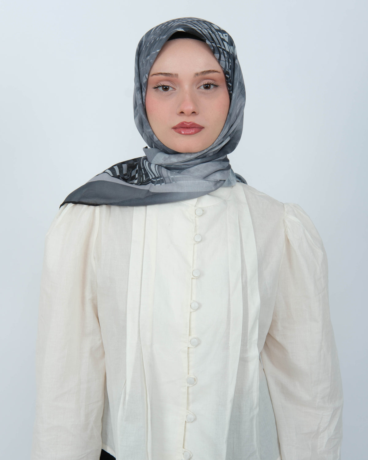 Organik Soft Eşarp D084 Siyah-Gri
