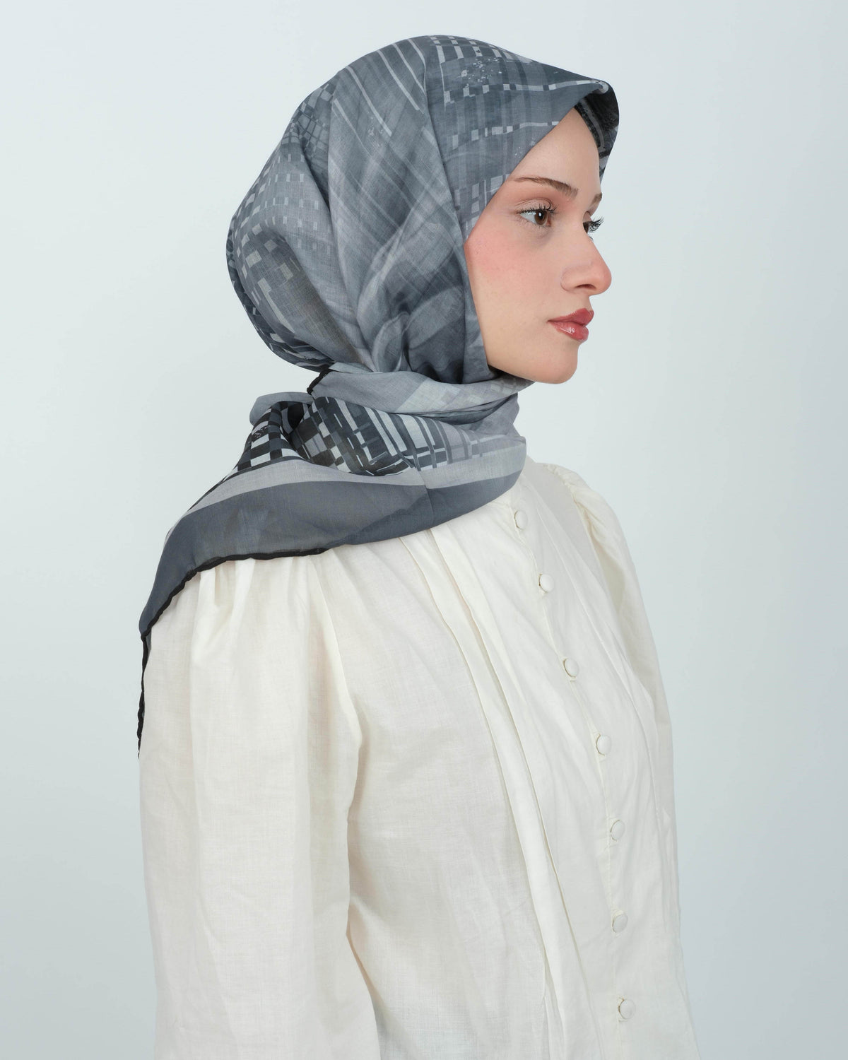 Organik Soft Eşarp D084 Siyah-Gri